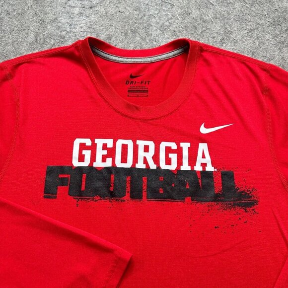 Georgia Bulldogs Nike Shirt Men M Red Long Sleeve Performance Team Issue Crew - Picture 1 of 15